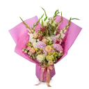 kytice hortenzií, růží a gladiol